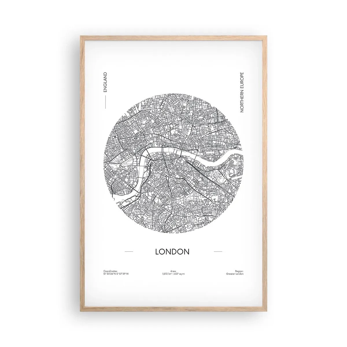 Een poster in een licht eiken lijst - Anatomie van Londen  - 61x91 cm
