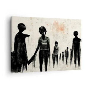 Schilderen op canvas - Figuren in een monochrome compositie tegen een lichte achtergrond - 70x50cm - Tegen eenzaamheid - Moderne wanddecoratie voor woonkamer en slaapkamer ARTTOR