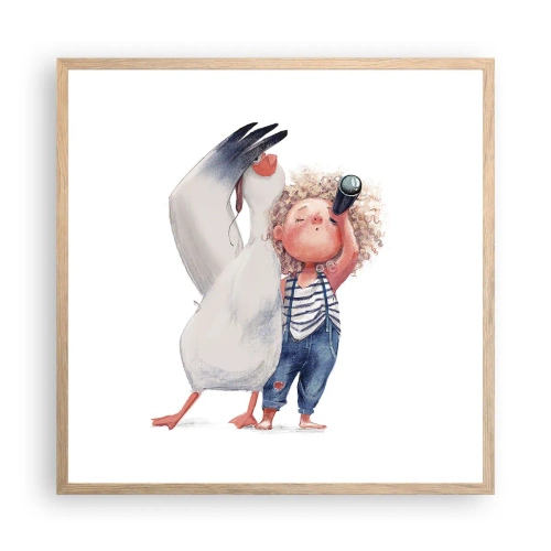 Een poster in een licht eiken lijst - Een geweldige reisroute - 60x60 cm