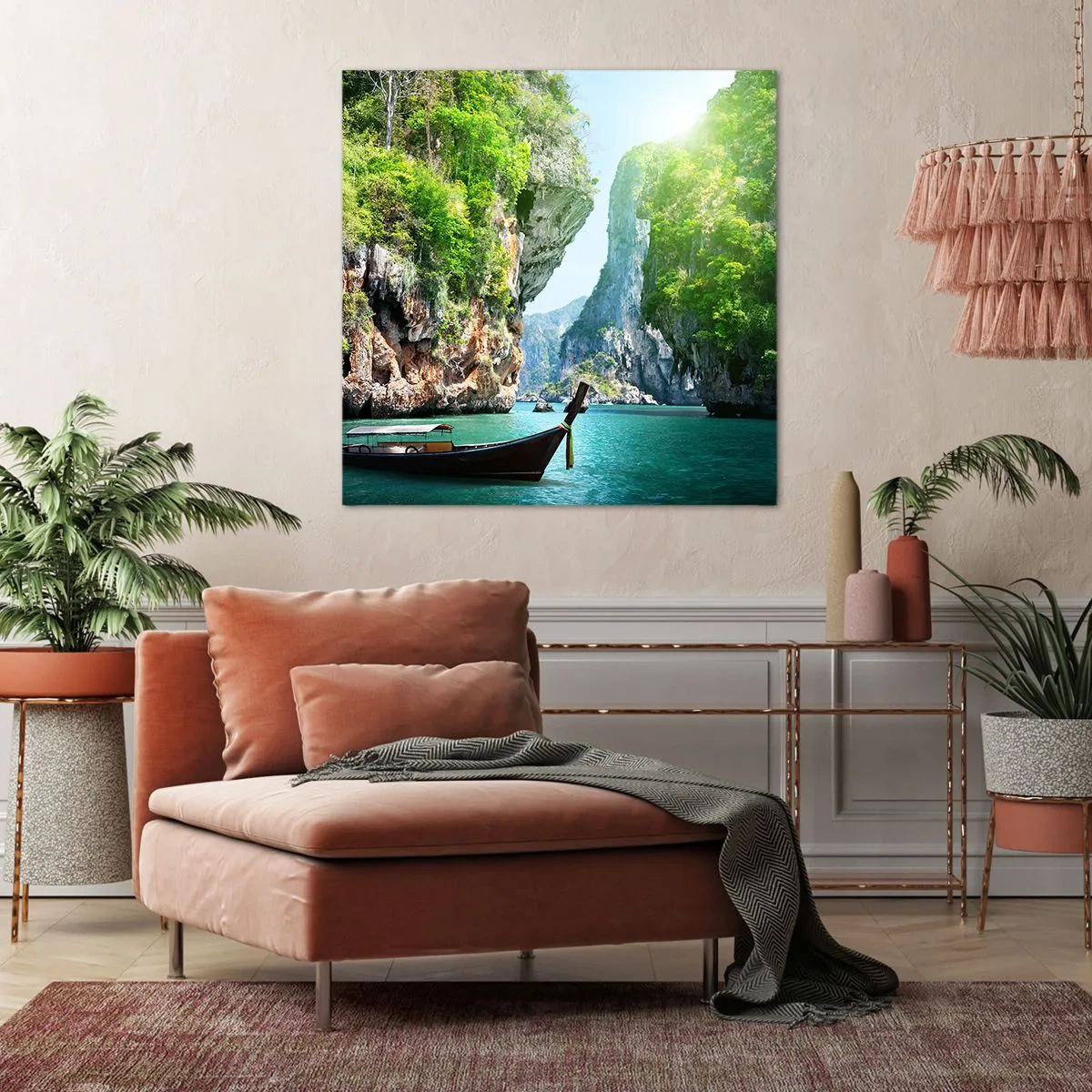 Schilderen op canvas - Een uitnodiging voor een exotische reis - 70x70 cm