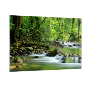 Schilderen op glas - Zwemmen in een zee van groen - 120x80 cm