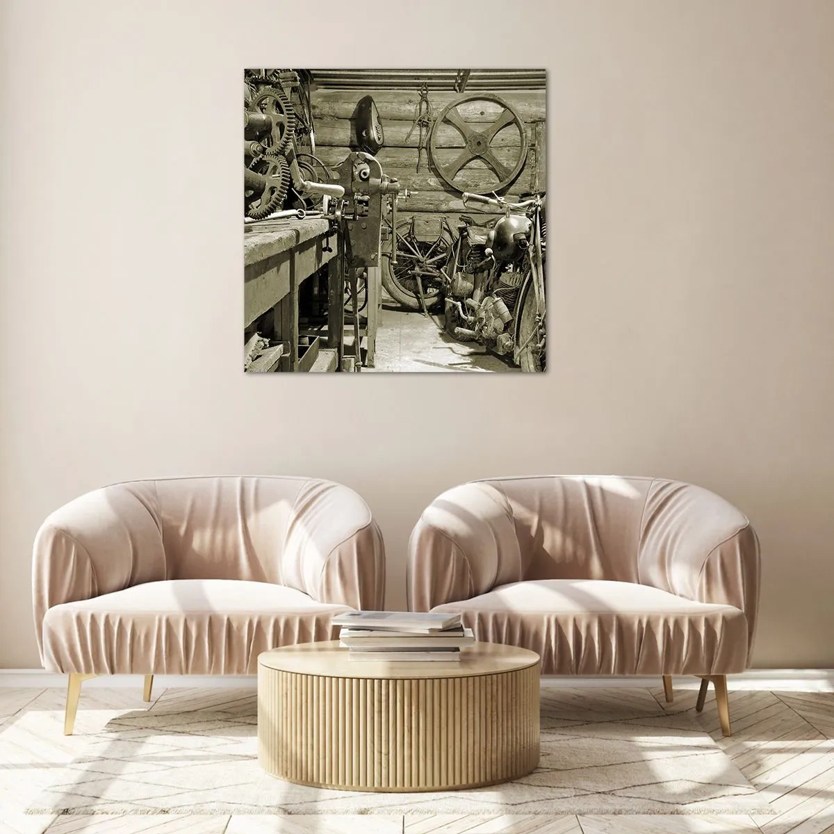 Schilderen op glas - In de schuur van oom Władek - 50x50 cm