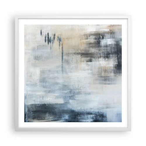 Poster in een witte lijst - Achter het blauwe gordijn - 60x60 cm