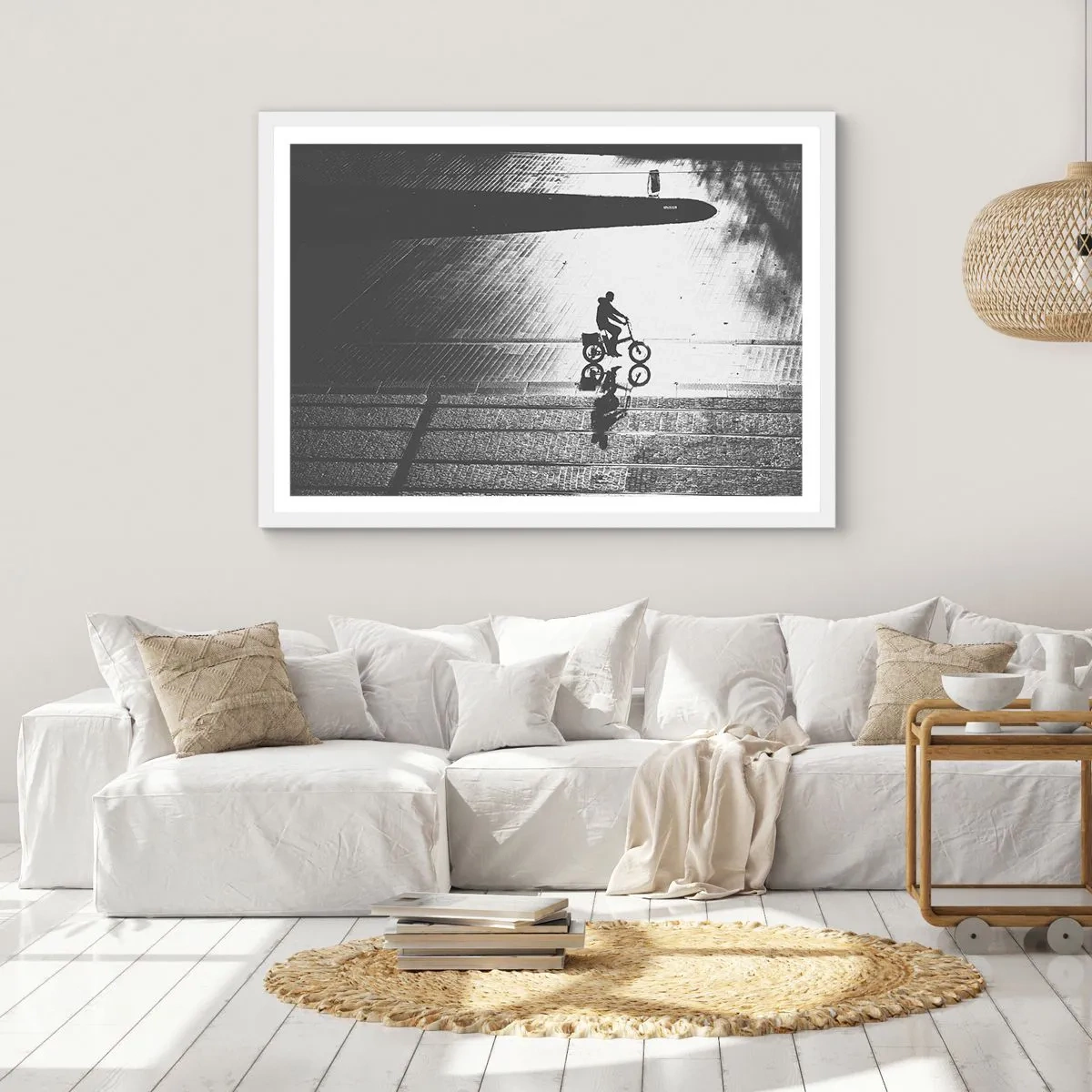 Poster in een witte lijst - Voor mij, door de stad - 40x30 cm