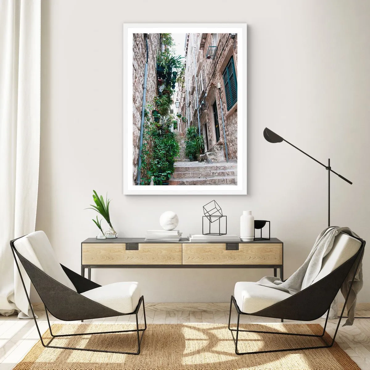 Poster in een witte lijst - Charme van de oude stad - 70x100 cm