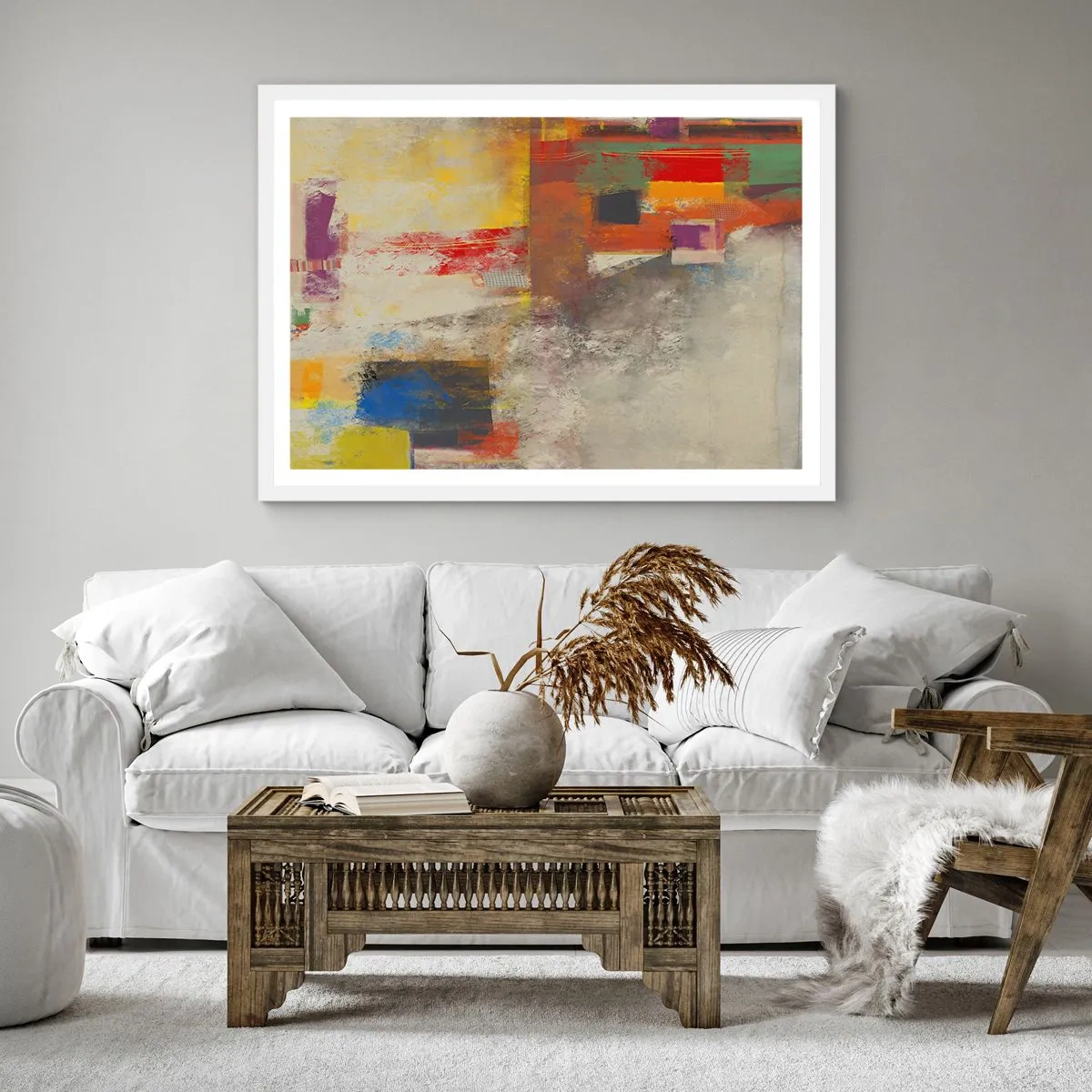 Poster in een witte lijst - Kleur geometrie - 60x60 cm