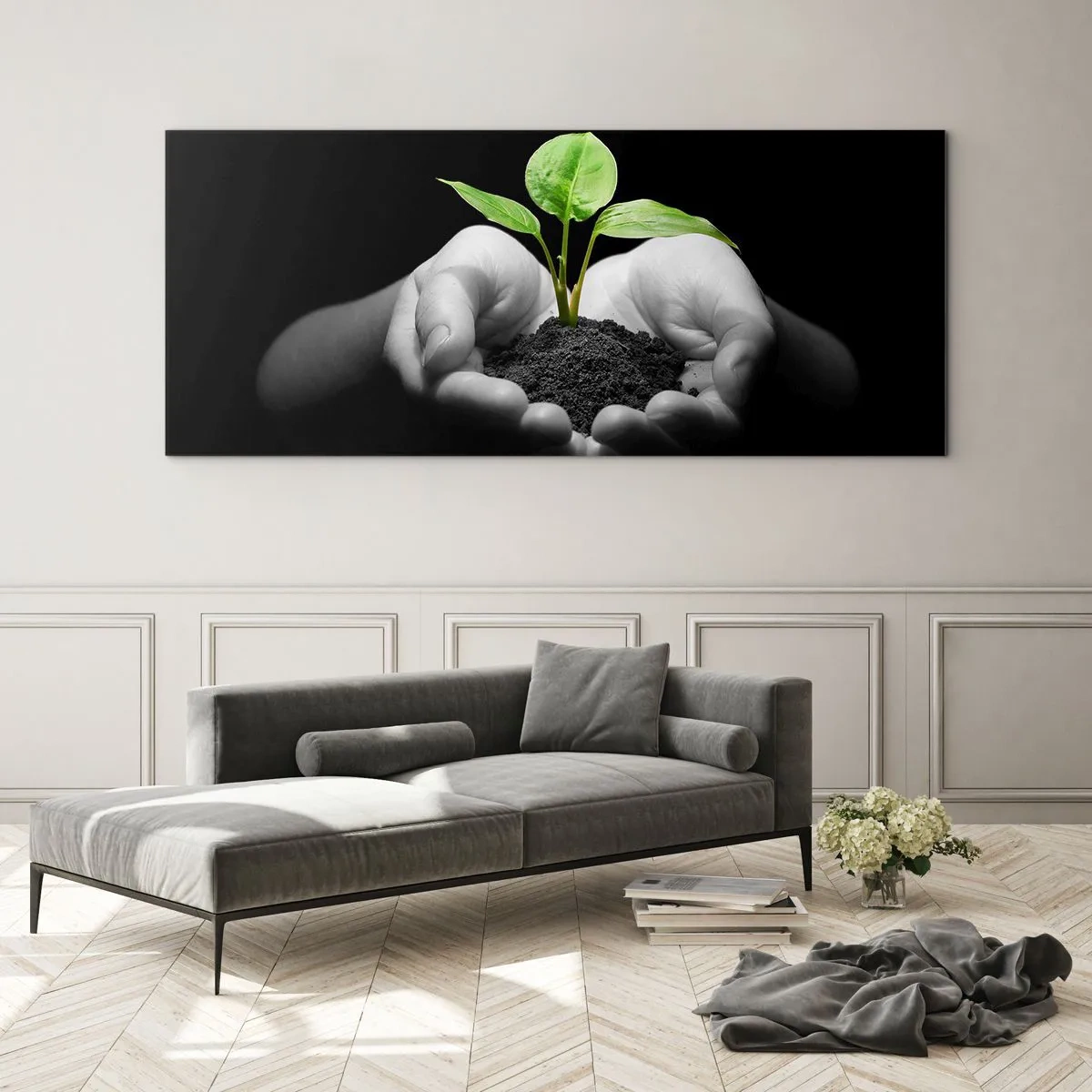 Schilderen op glas - Ik hou van de natuur, ik bescherm haar - 140x50 cm