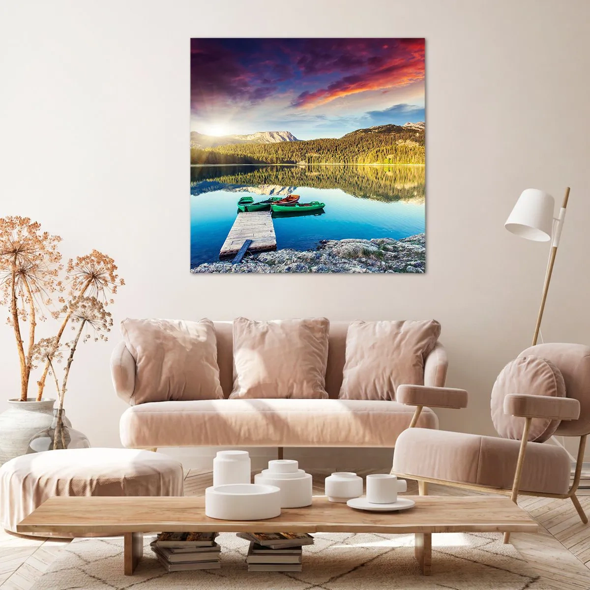 Schilderen op canvas - Over het water zo glad als een spiegel - 50x50 cm