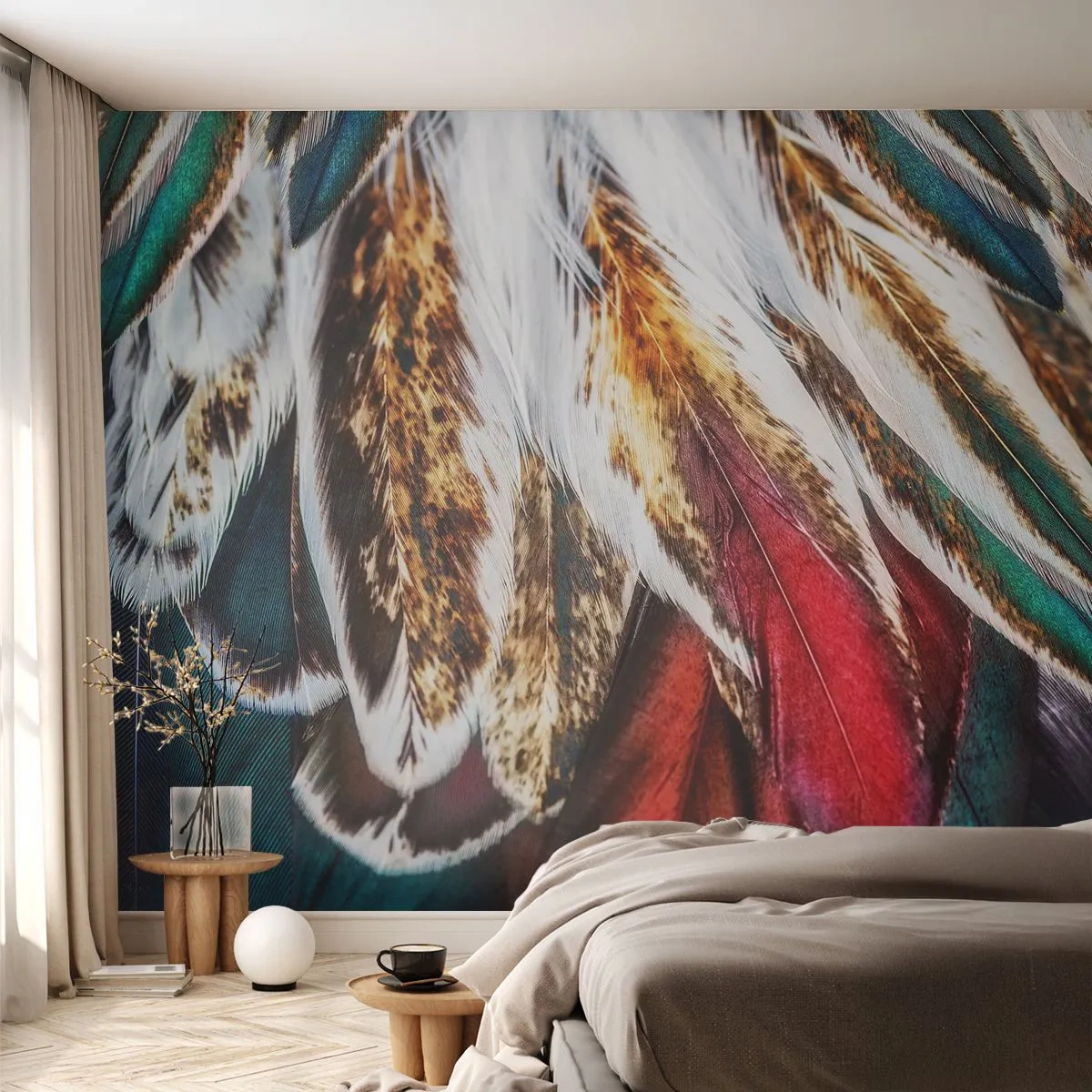 Zelfklevend Fotobehang Deluxe Sticker - Geheimen van de vlucht - Abstractie, Deel, Boho - 200x140 cm