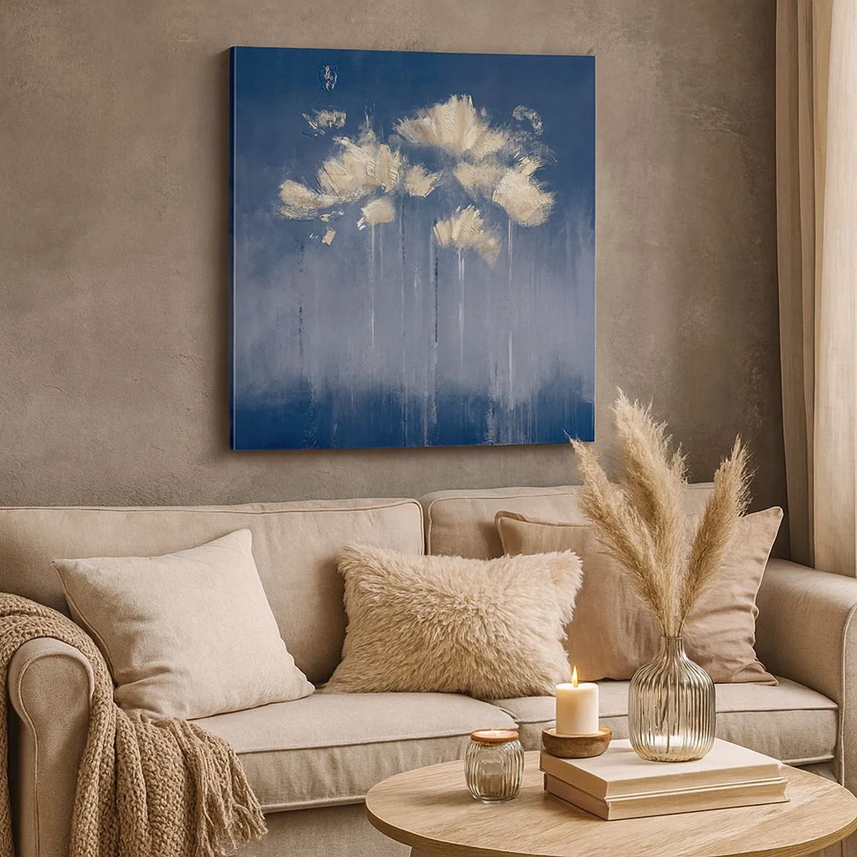 Schilderen op canvas - Als bloemblaadjes in de wind - 30x30 cm