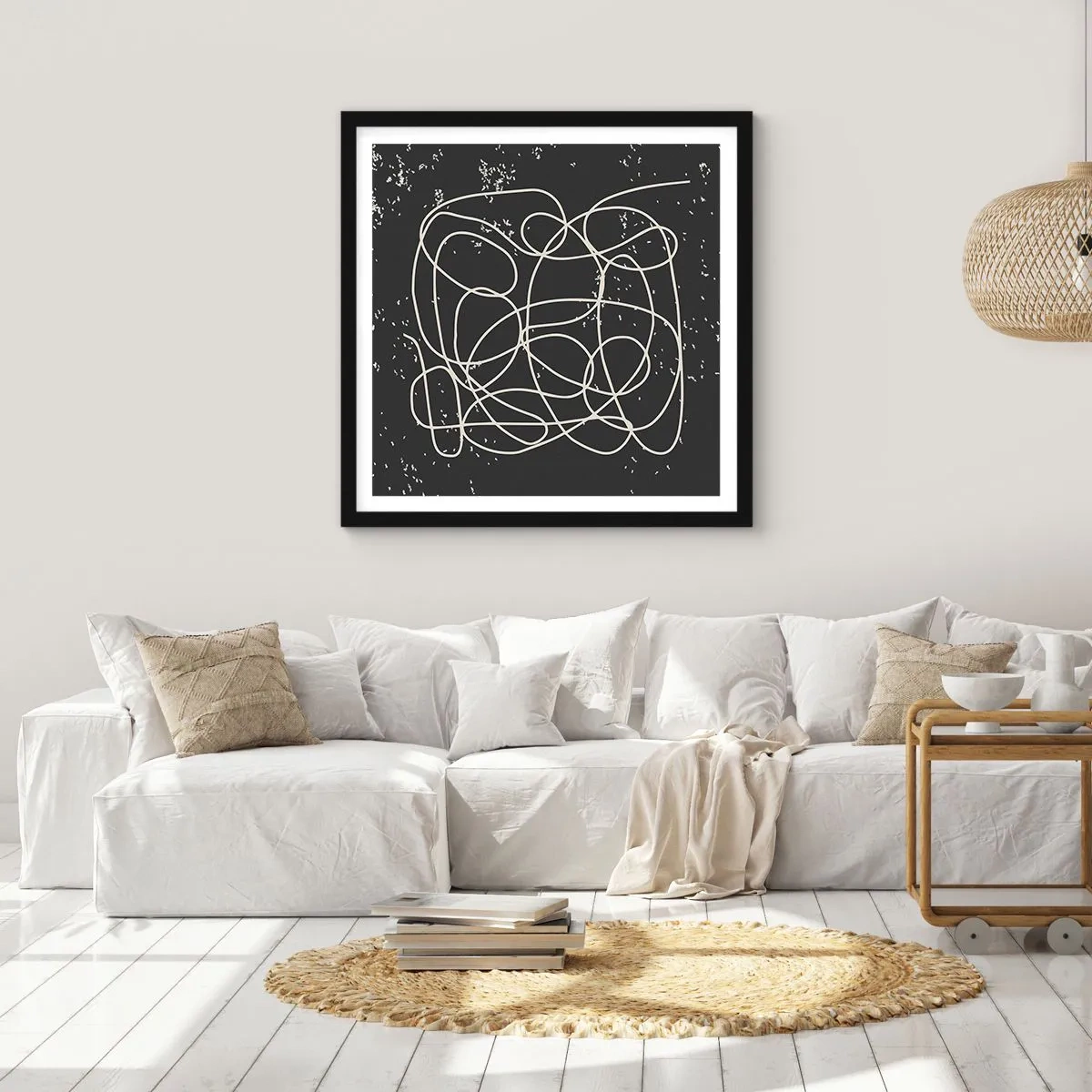 Poster in een zwarte lijst - Dwalende gedachten - 30x30 cm