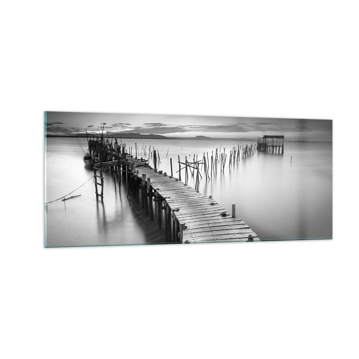 Schilderen op glas - De rust van een vergeten kust - 100x40 cm