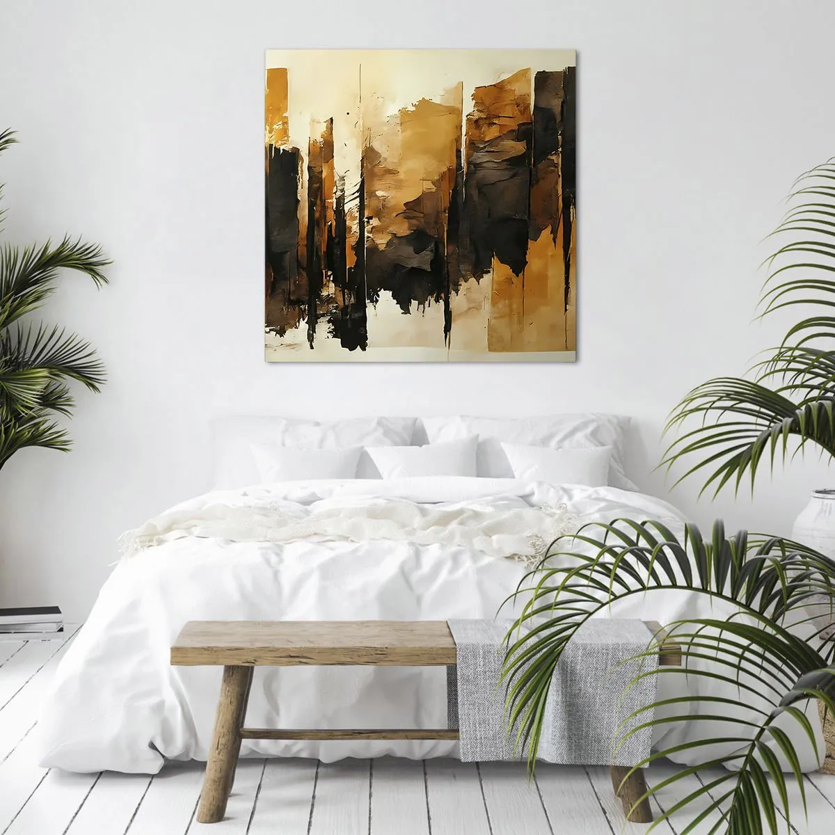 Schilderen op canvas - Harmonie van zwart en goud - 60x60 cm