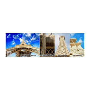 Fotobehang Monster Premium Canvas - Reiken naar de hemel en de wolken - Stad, Parijs, Eiffeltoren - 100x30 cm