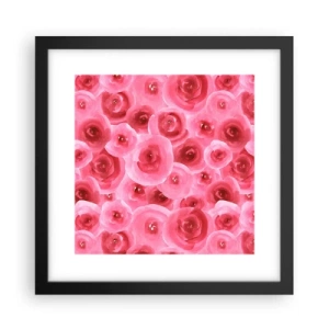 Poster in een zwarte lijst - Rozen onder en boven - 30x30 cm
