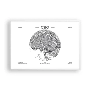 Poster in een witte lijst - Anatomie van Oslo - 100x70 cm