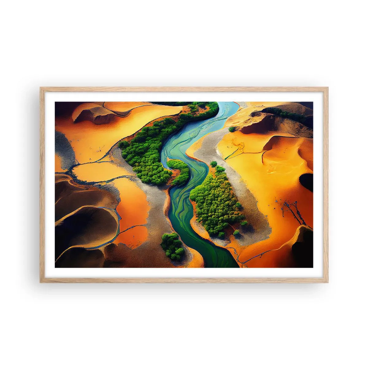 Een poster in een licht eiken lijst - Levengevende rivier - 91x61 cm