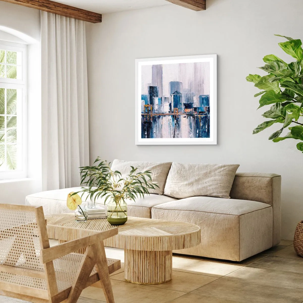 Poster in een witte lijst - New Yorkse impressie - 30x30 cm