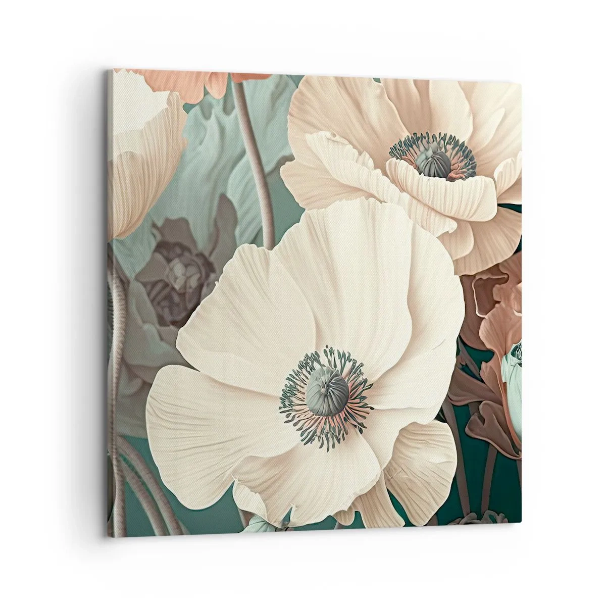 Schilderen op canvas - Het gefluister van klaprozen - 60x60 cm