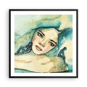 Poster in een zwarte lijst - Ben ik blauw? - 60x60 cm