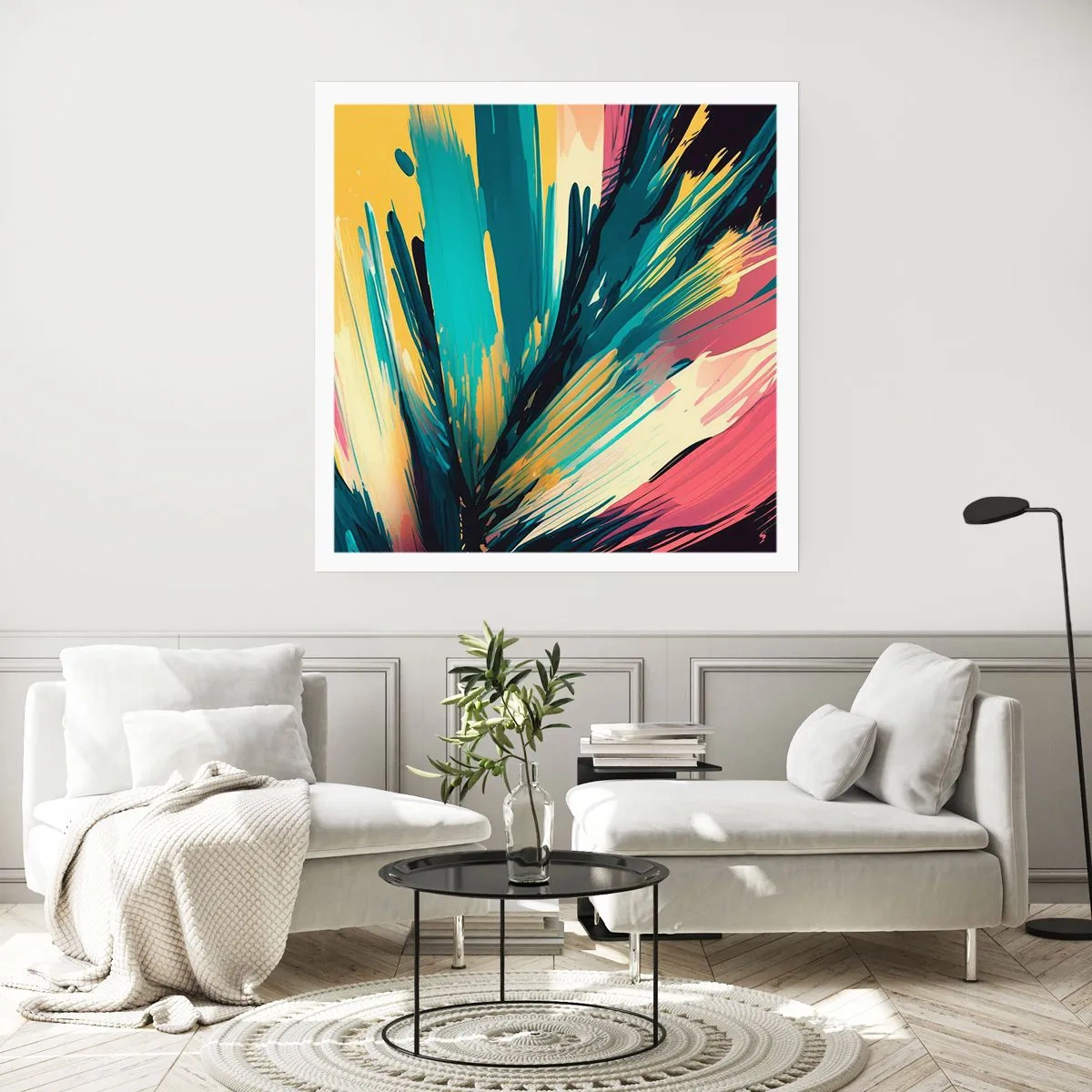 Poster - Compositie – een explosie van vreugde - 30x30 cm