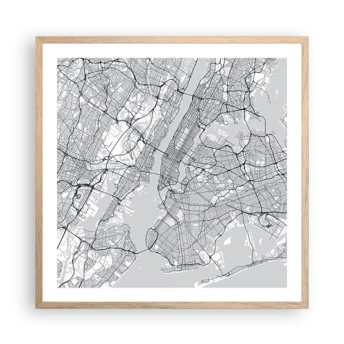 Een poster in een licht eiken lijst - De anatomie van een metropool - 60x60 cm
