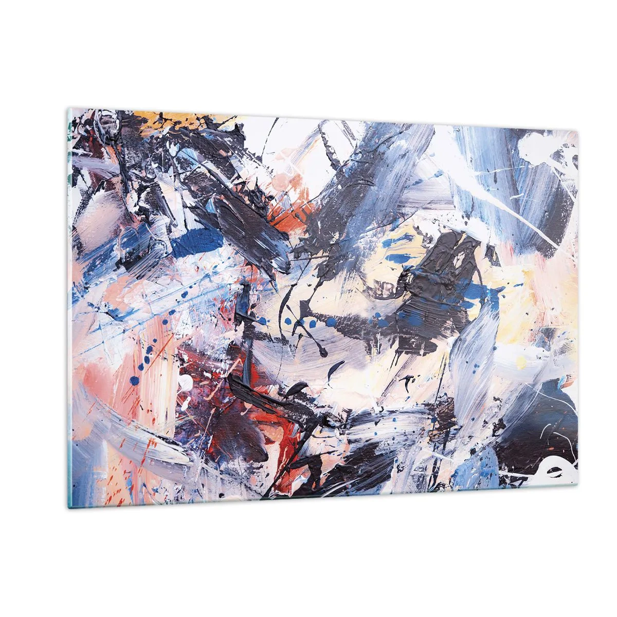 Schilderen op glas - Gekke dans van abstractie - 120x80 cm