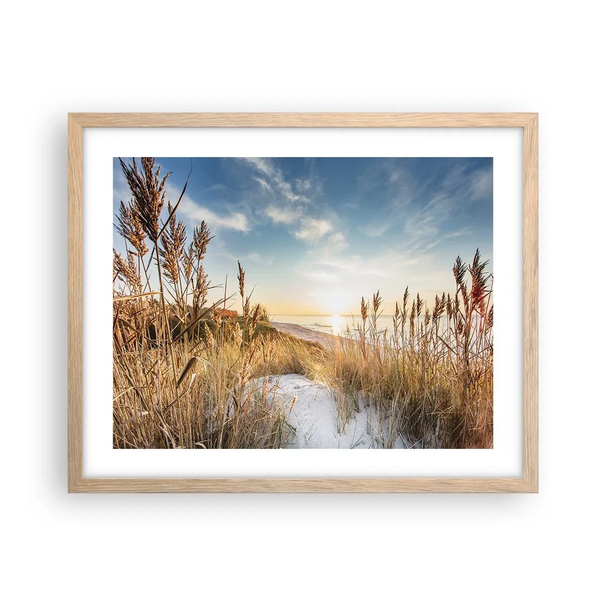 Een poster in een licht eiken lijst - Noord strand - 50x40 cm