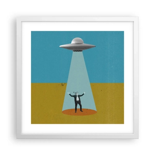 Poster in een witte lijst - Een nauwe ontmoeting - 40x40 cm