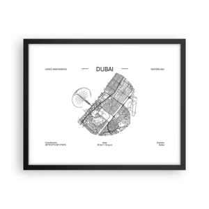 Poster in een zwarte lijst - Anatomie van Dubai - 50x40 cm