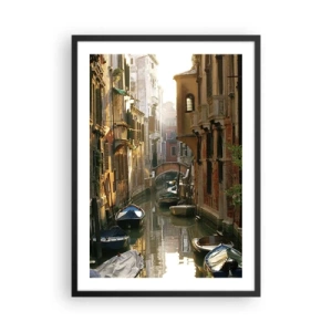 Poster in een zwarte lijst - Een Venetiaans kanaal omgeven door historische huurkazernes - 50x70cm - In een Venetiaans steegje - Moderne wanddecoratie voor woonkamer en slaapkamer ARTTOR