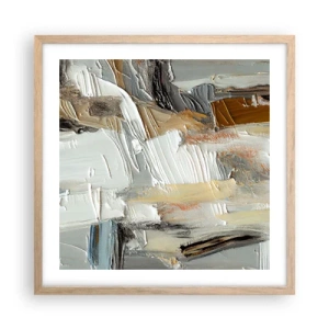 Een poster in een licht eiken lijst - Kleurrijke lagen - 50x50 cm