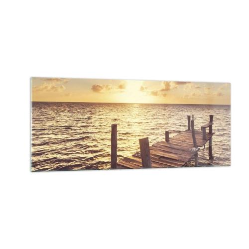 Schilderen op glas - Het gouden land van zachtheid - 100x40 cm