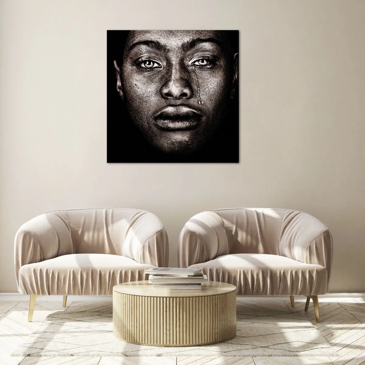 Schilderen op glas - een traan - 70x70 cm