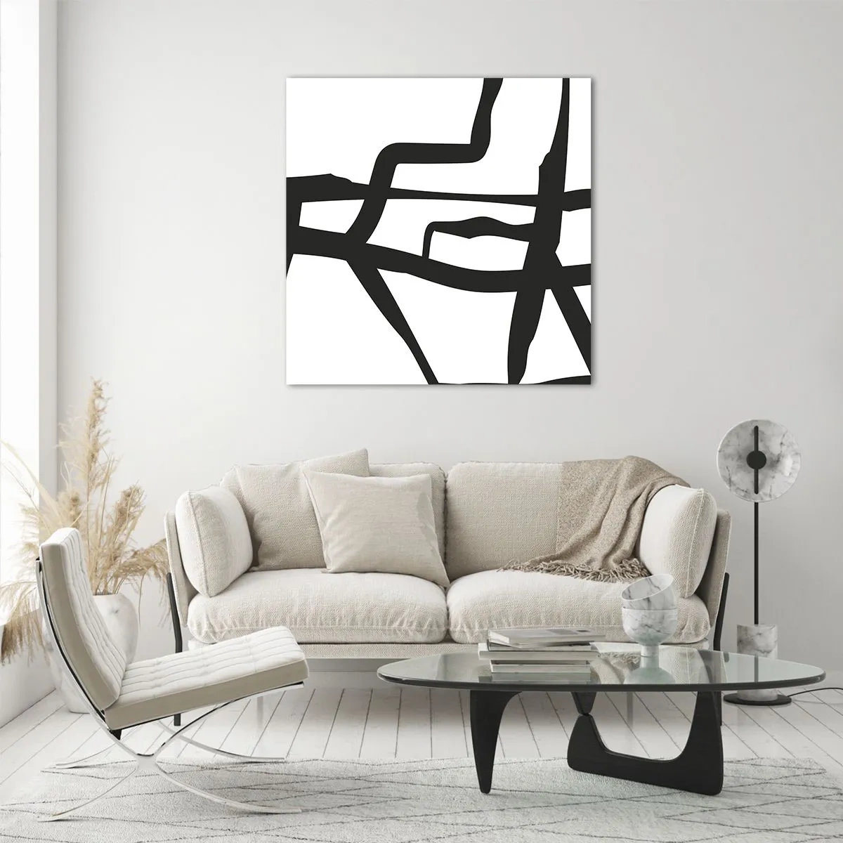 Schilderen op glas - Zwart-wit ontwerp - 70x70 cm