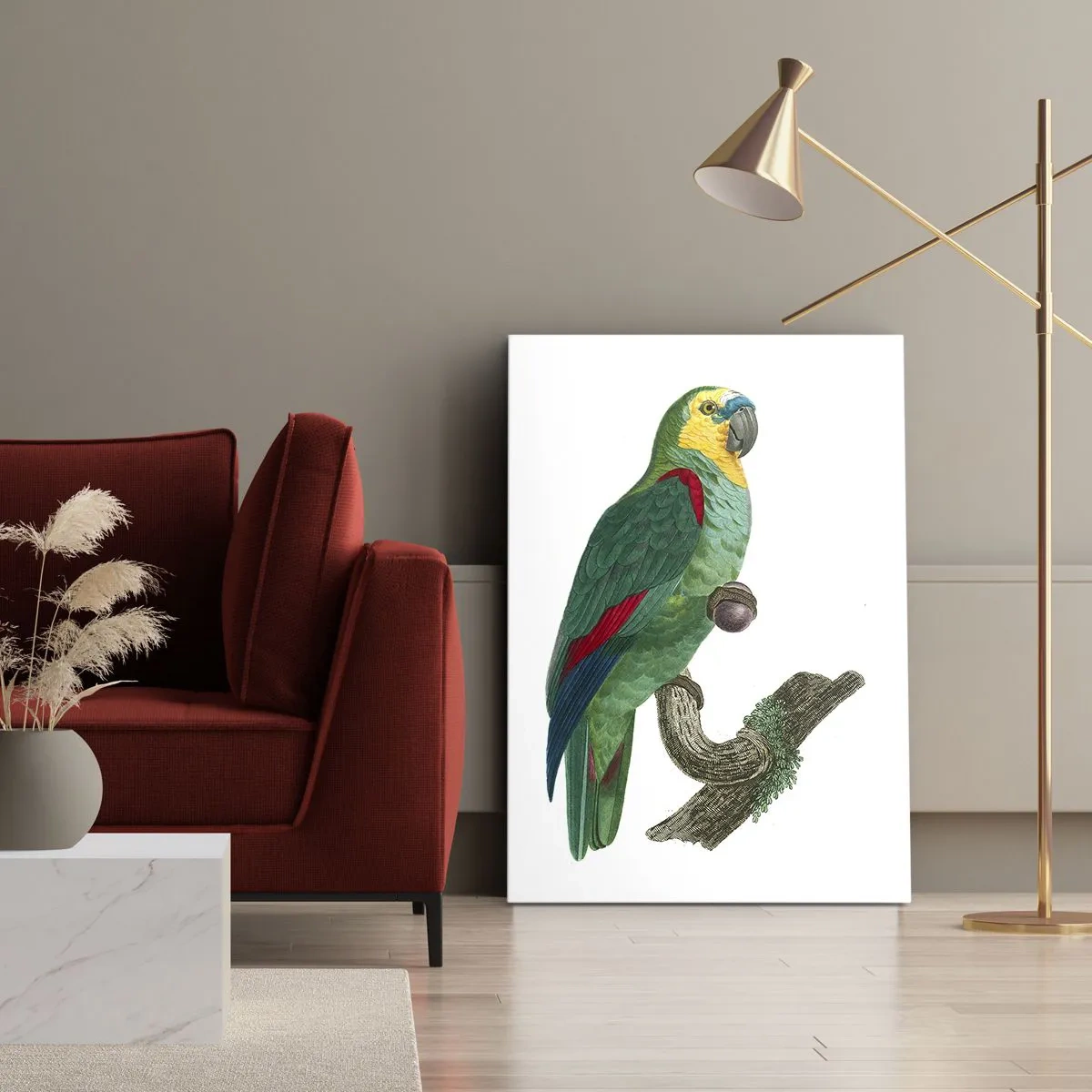 Schilderen op canvas - Portret van een papegaai - 45x80 cm