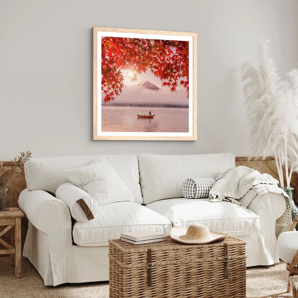 Een poster in een licht eiken lijst - In het Japanse klimaat - 30x30 cm