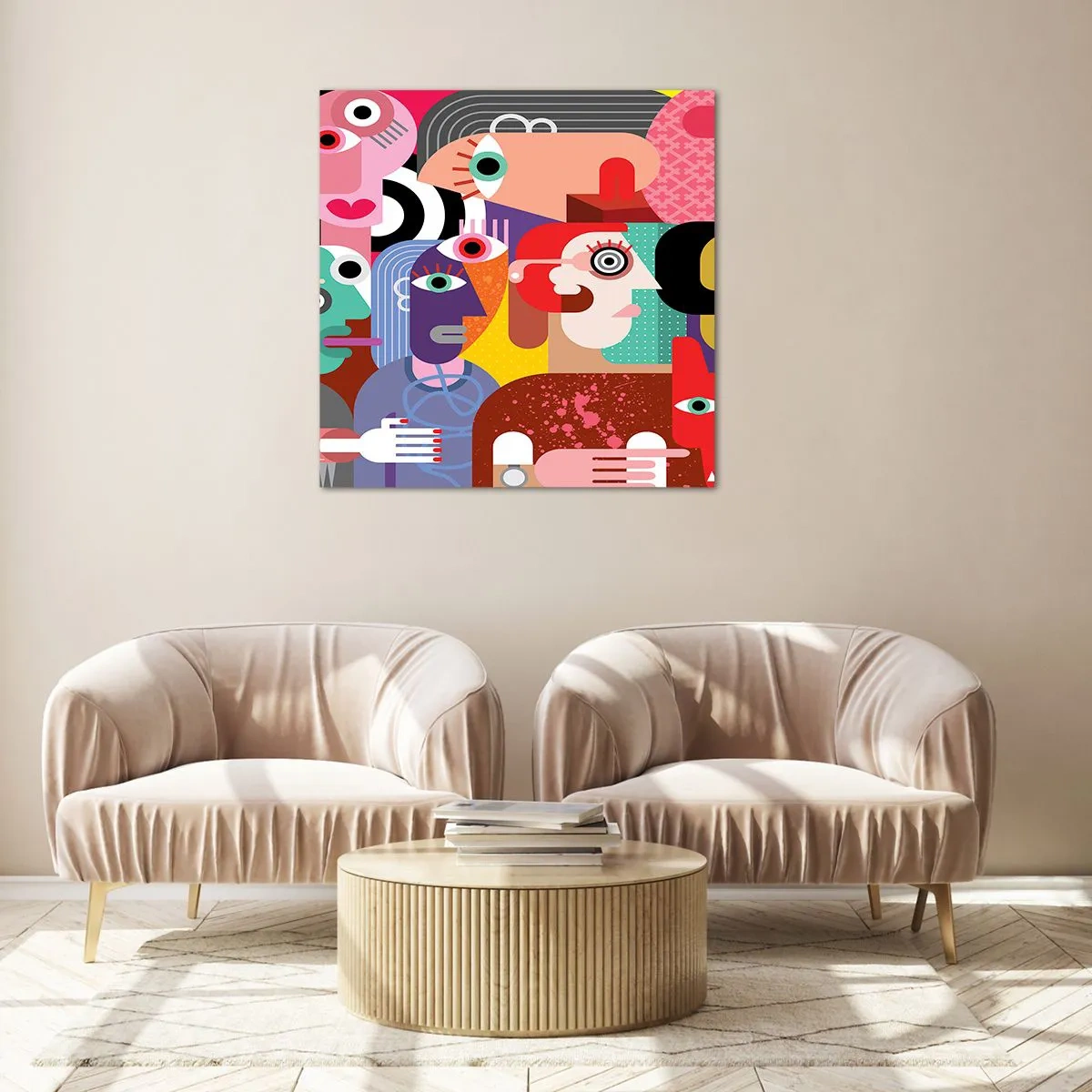 Schilderen op glas - Wij zijn van de heer Picasso - 50x50 cm