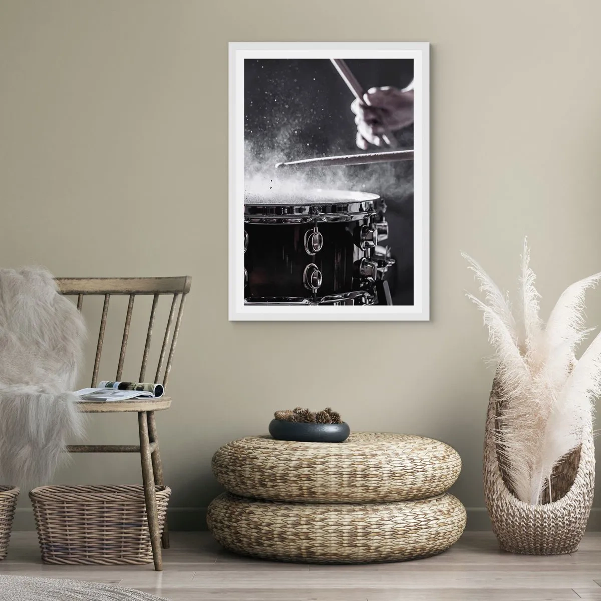 Poster in een witte lijst - De pols van de muziek - 61x91 cm