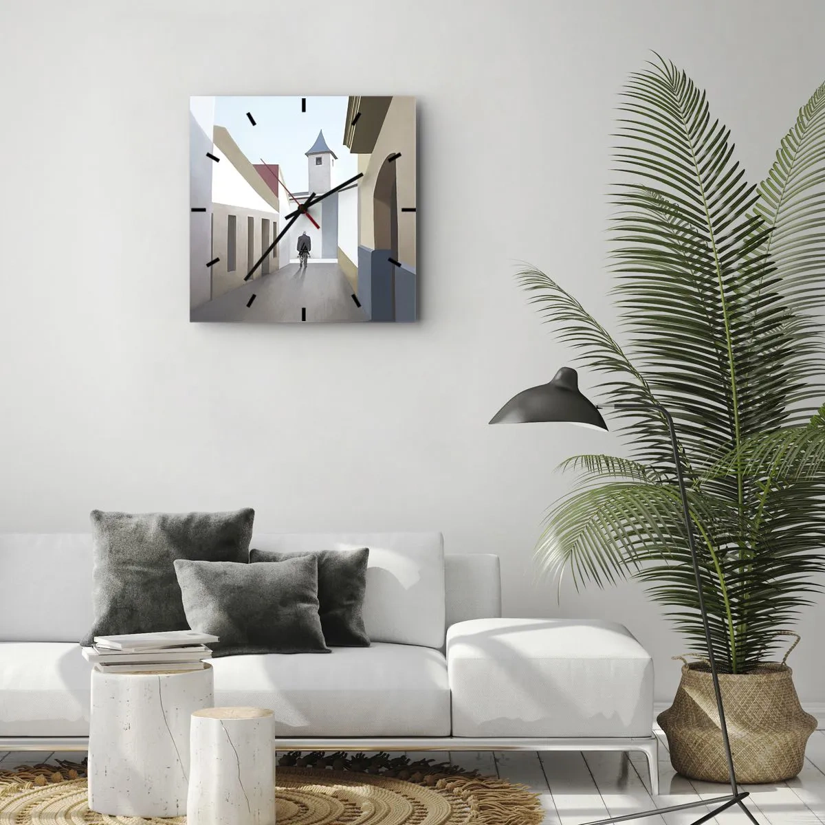 Wandklok - Klok - Een zonnige wandeling - 40x40 cm