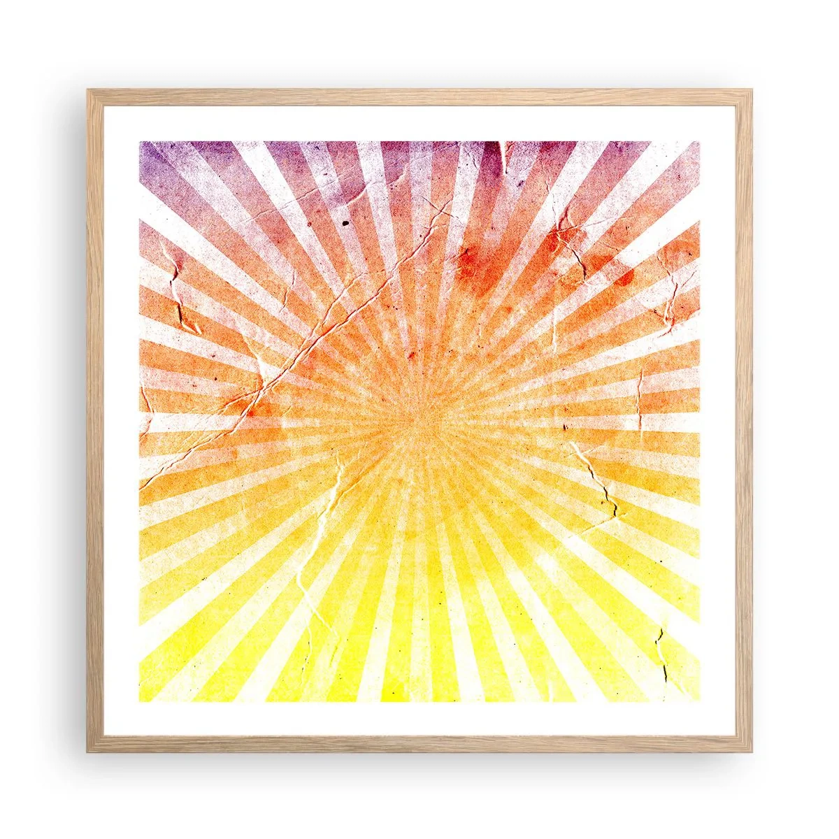 Een poster in een licht eiken lijst - Zonsopgangen en zonsondergangen - 60x60 cm