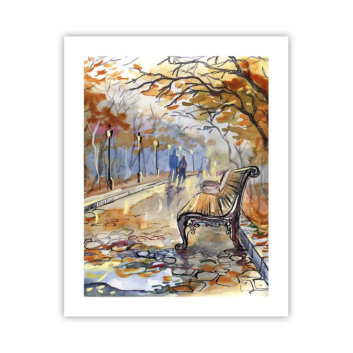 Poster - Samen wandelen in de herfst - 40x50 cm