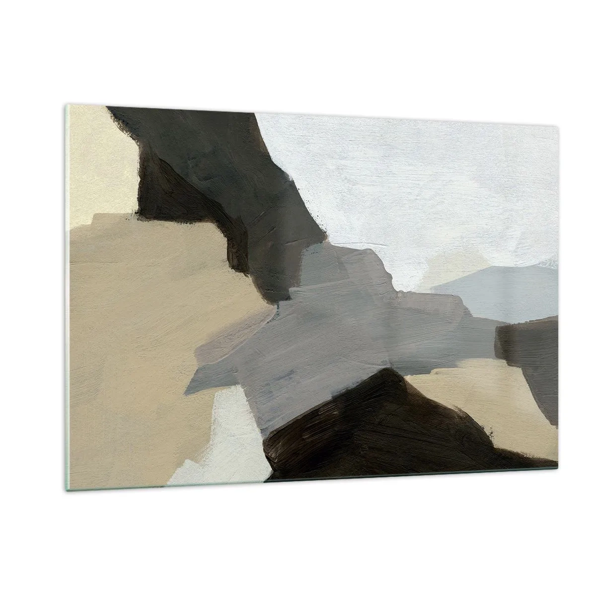 Schilderen op glas - Abstractie: het kruispunt van grijs - 120x80 cm