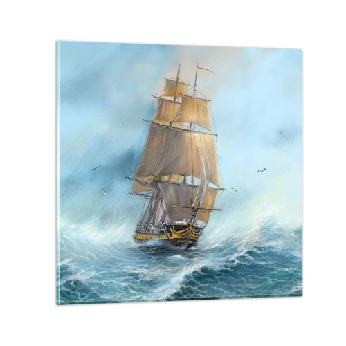 Schilderen op glas - Haasten over de golven - 70x70 cm
