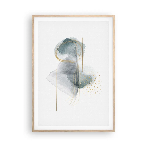 Een poster in een licht eiken lijst - Over de relatie tussen grijs en goud - 70x100 cm