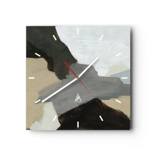 Wandklok - Klok - Abstractie: het kruispunt van grijs - 30x30 cm