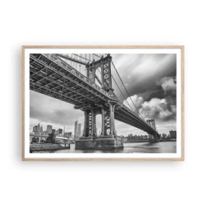 Een poster in een licht eiken lijst - Naar het hart van de stad - 100x70 cm