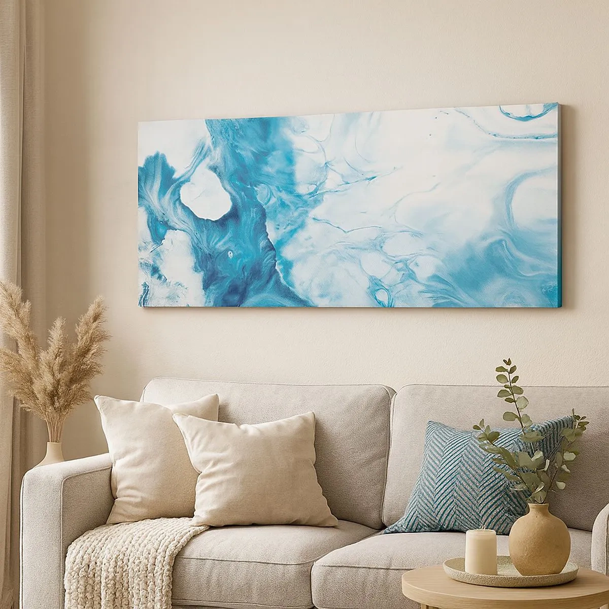 Schilderen op canvas - Blauw Concert - 100x40 cm