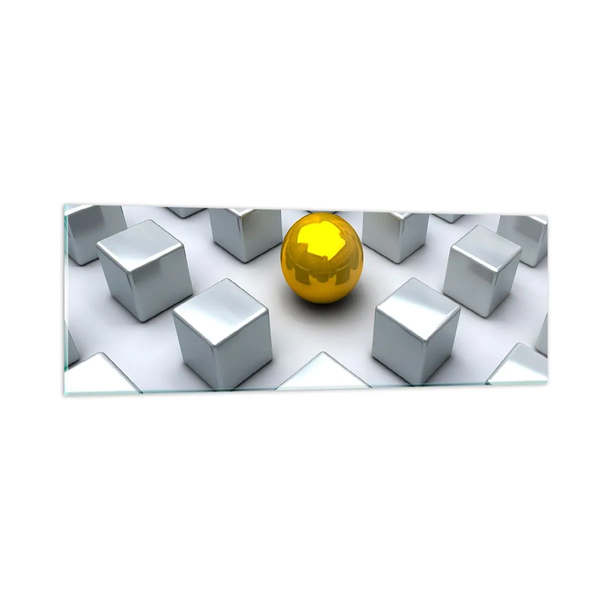 Schilderen op glas - Waarom ik? Geometrische compositie - 90x30 cm