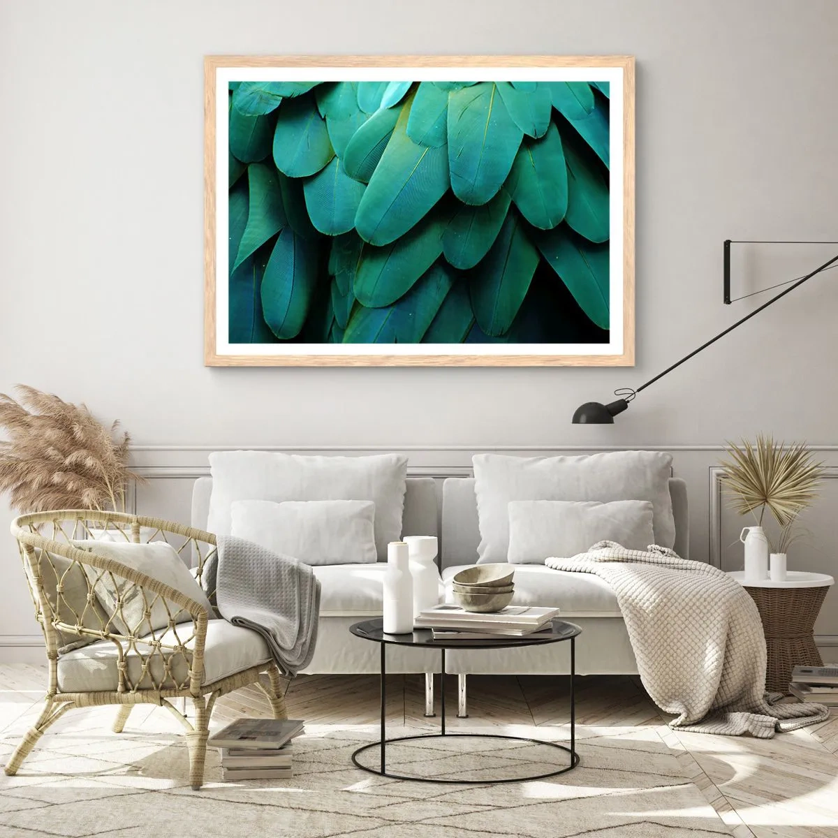Een poster in een licht eiken lijst - Papegaaiachtige precisie - 50x40 cm